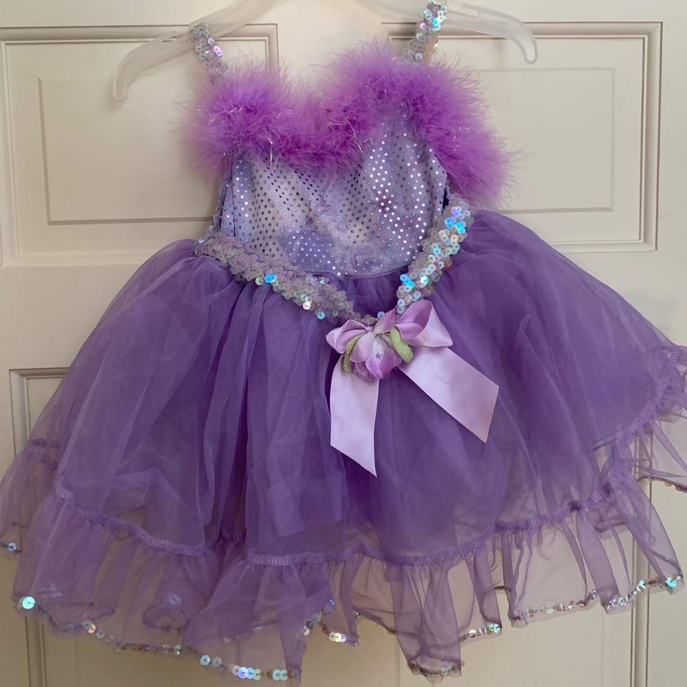 Girls purple sequined dance Leo costume